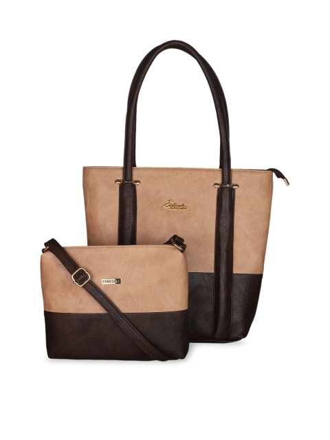 

ESBEDA Brown & Beige Colourblocked Shoulder Bag with Sling Bag