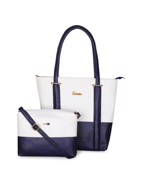 

ESBEDA Navy Blue & White Colourblocked Shoulder Bag