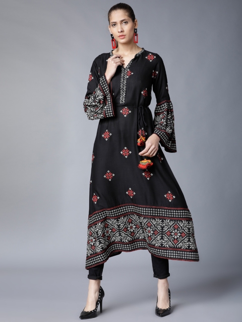 

Vishudh Women Black Printed Anarkali Kurta