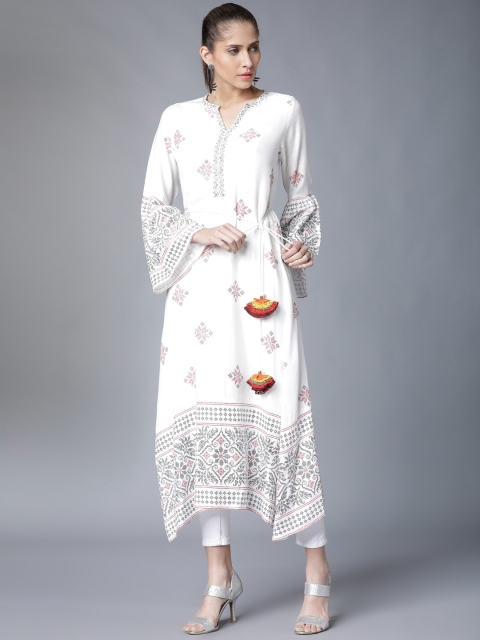 

Vishudh Women Off-White Printed Anarkali Kurta