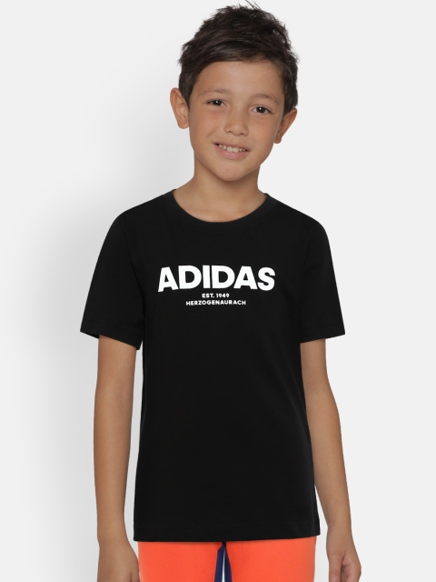 

ADIDAS Boys Black Printed Round Neck T-shirt