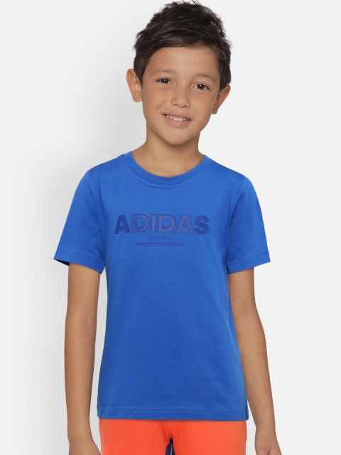 

ADIDAS Boys Blue Solid Round Neck YB ALLCAP T-shirt