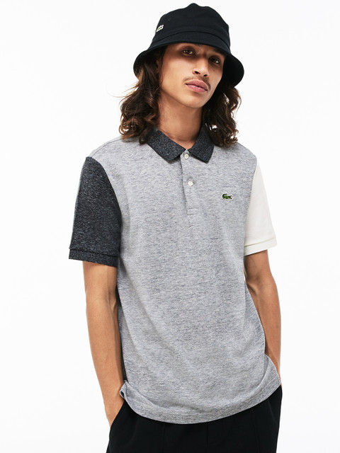 

Lacoste Men Grey Colourblocked Polo Collar T-shirt
