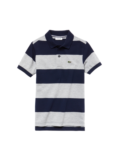 

Lacoste Boys Navy Blue & Grey Striped Polo Collar T-shirt