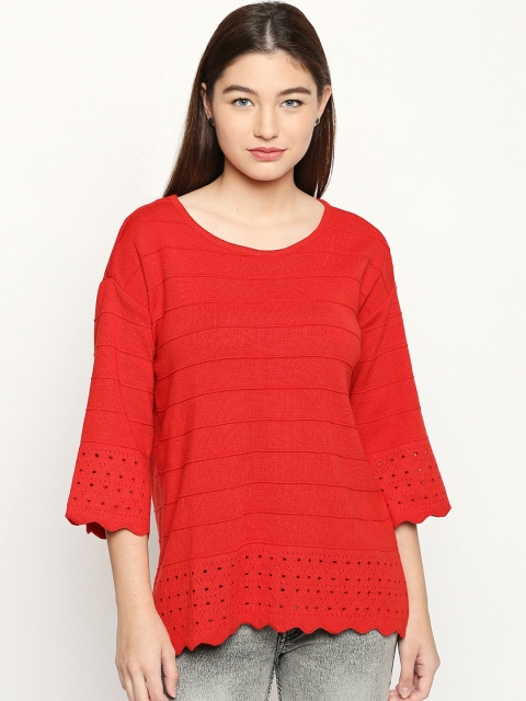 

Annabelle by Pantaloons Women Red Self Design A-Line Top