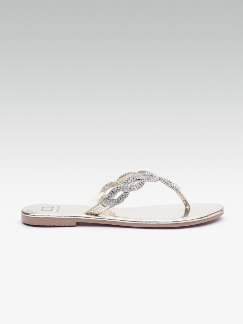 

Carlton London Women Gold-Toned Solid Open Toe Flats