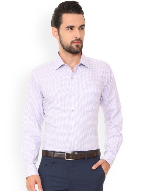 

Van Heusen Men White & Lavender Regular Fit Checked Formal Shirt