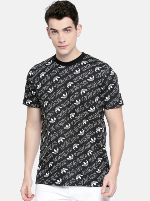 

ADIDAS Originals Men Black & White Printed MONOGRAM Round Neck T-shirt