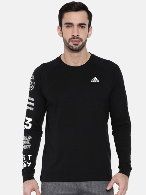 

ADIDAS Men Black BADGE Solid Round Neck Pure Cotton T-shirt