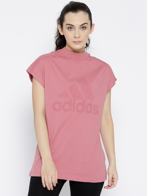 

ADIDAS Women Pink Solid ID Mock Neck T-shirt