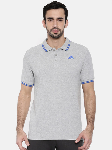 

ADIDAS Men Grey AESS Solid Polo Collar T-shirt