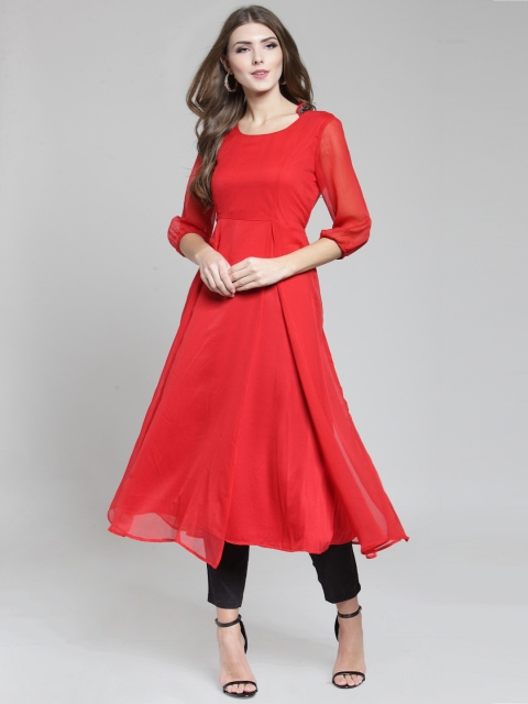 

Sera Women Red & Black Solid Kurta with Trousers