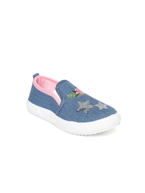 

Kittens Girls Blue Sequinned Denim Slip-On Sneakers