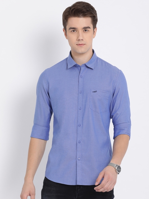 

Crocodile Men Blue Slim Fit Self Design Casual Shirt