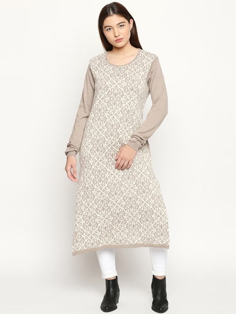 

RANGMANCH BY PANTALOONS Women Beige & Off-White Printed A-Line Kurta
