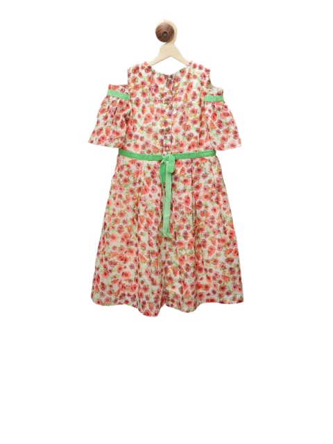 

First Kick Girls Multicoloured Printed Fit and Flare Dress, Multi