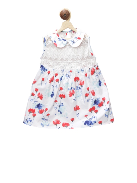 

First Kick Girls White Printed Fit and Flare Dress