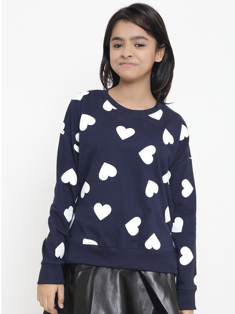 

Natilene Girls Navy Printed Sweatshirt, Navy blue