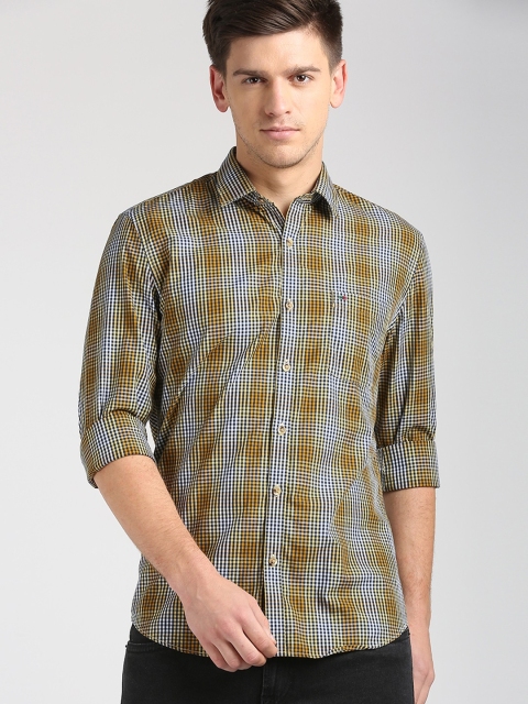 

Peter England Casuals Men Yellow Slim Fit Checked Casual Shirt