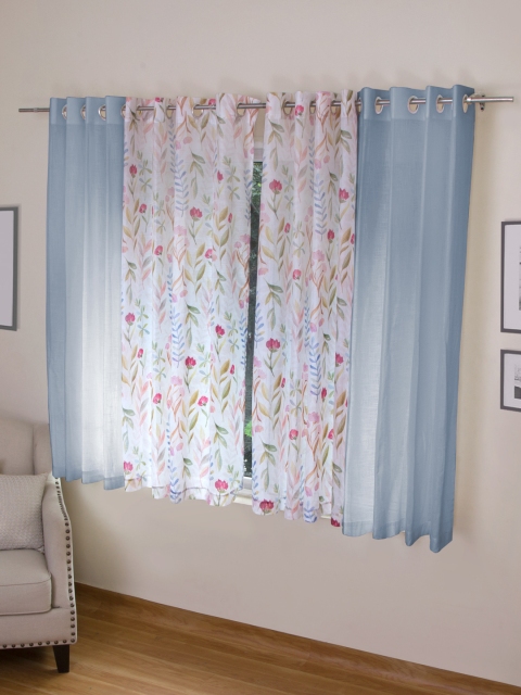 

ROSARA HOME Set of 4 Window Curtains, Blue