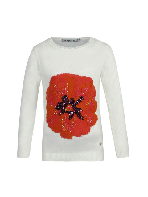 

Monte Carlo Girls White & Orange Embellished Top