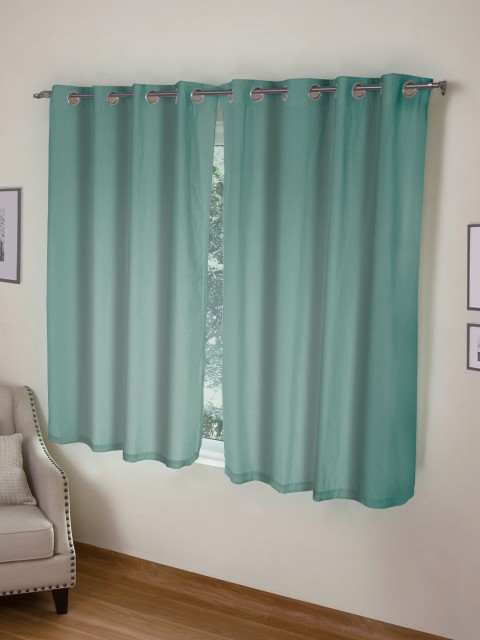 

ROSARA HOME Mateo Double Eyelet Window Curtain, Blue