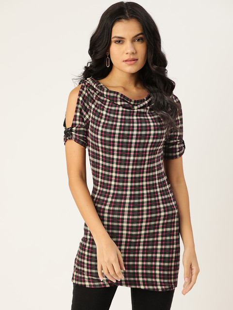 

Species White & Pink Checked Regular Longline Top