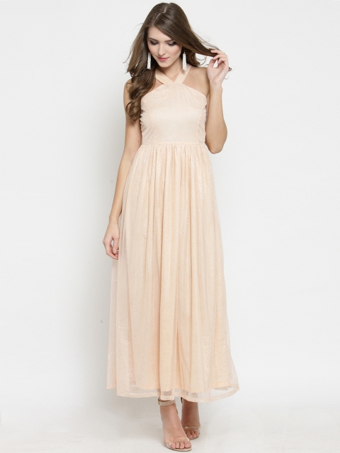

Sera Women Peach-Coloured Solid Maxi Dress
