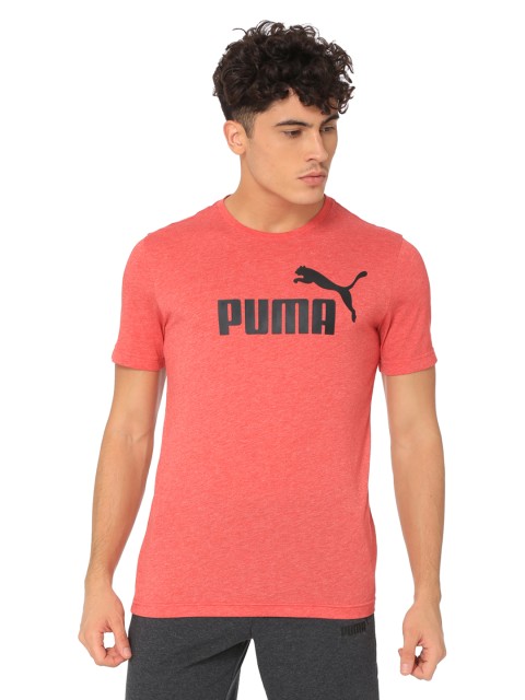 

Puma Men Red Printed Slim Fit ESS+ Heather Ribbon Heather T-Shirt
