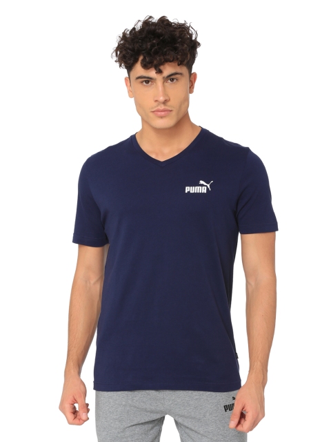 

Puma Men Navy Blue ESS+ V Neck Tee Peacoat T-Shirt