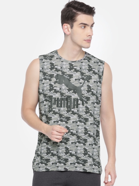 

Puma Men Grey & Off White VK Tanktop Printed T-shirt