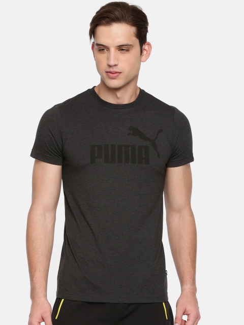 

Puma Men Black Printed ESS+ Heahther T-shirt, Charcoal
