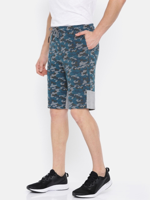 

Puma Men Teal Blue & Olive Green VK Knitted Printed Regular Shorts