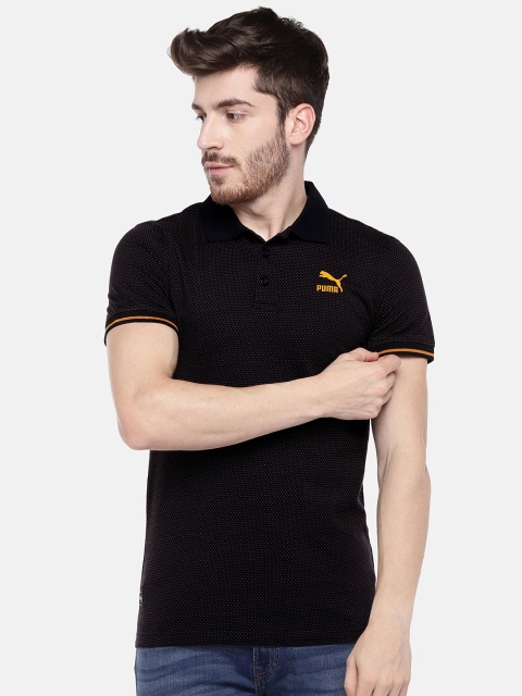 

Puma Men Black Self Design Polo Collar T-shirt