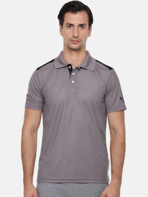 

Puma Men Grey Solid Polo Collar dryCELL Training T-shirt