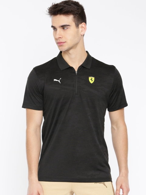 

Puma Men Black Printed SF Tech Graphic Polo Collar T-shirt