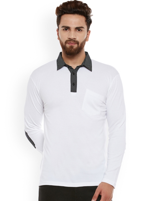 

Hypernation Men White Solid Polo Collar T-shirt