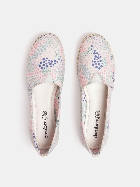 

DressBerry Women Off-White & Pink Floral Print Espadrilles