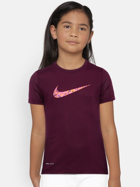 

Nike Girls Burgundy Printed Round Neck T-shirt