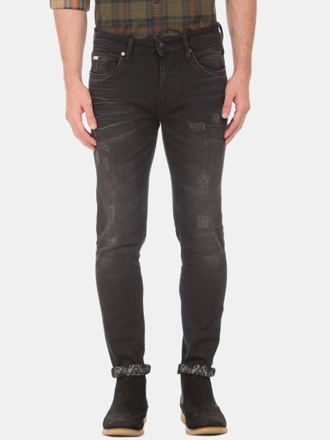 

Ed Hardy Men Black Slim Fit Mid-Rise Low Distress Jeans