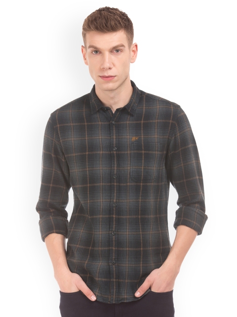 

Ed Hardy Men Black & Grey Slim Fit Checked Casual Shirt