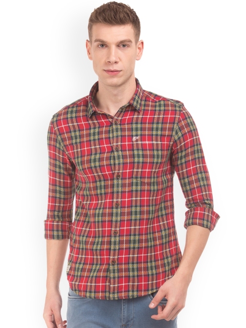 

Ed Hardy Men Red & Navy Blue Slim Fit Checked Casual Shirt