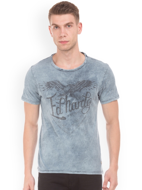 

Ed Hardy Men Blue Printed Round Neck T-shirt