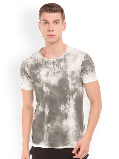 

Ed Hardy Men Off-White & Grey Printed Round Neck T-shirt