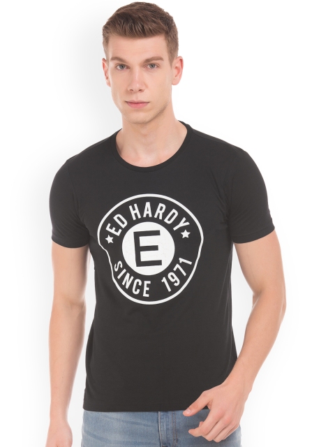 

Ed Hardy Men Black Printed Round Neck T-shirt