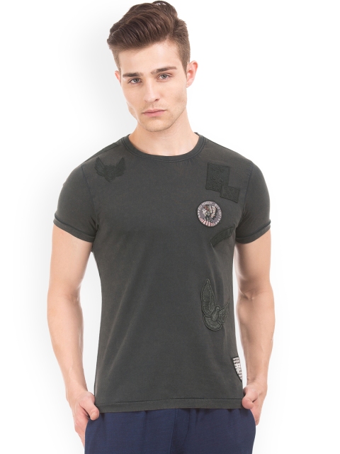

Ed Hardy Men Grey Printed Round Neck T-shirt
