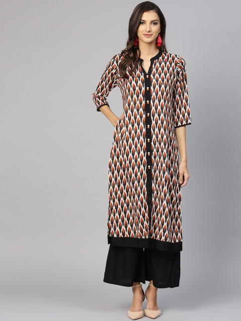 

Shree Women Black & White Printed Kurta with Palazzos