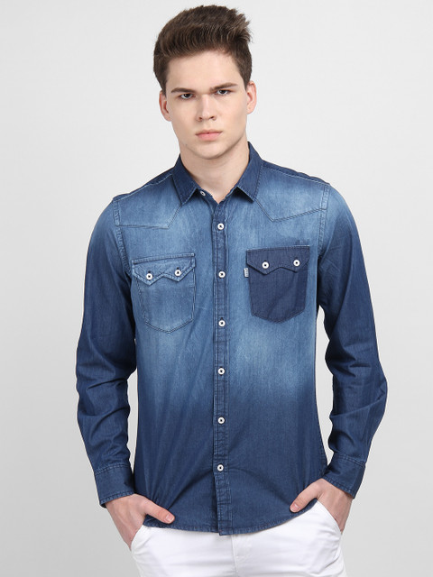 

LA LOFT Men Blue Regular Fit Faded Casual Shirt