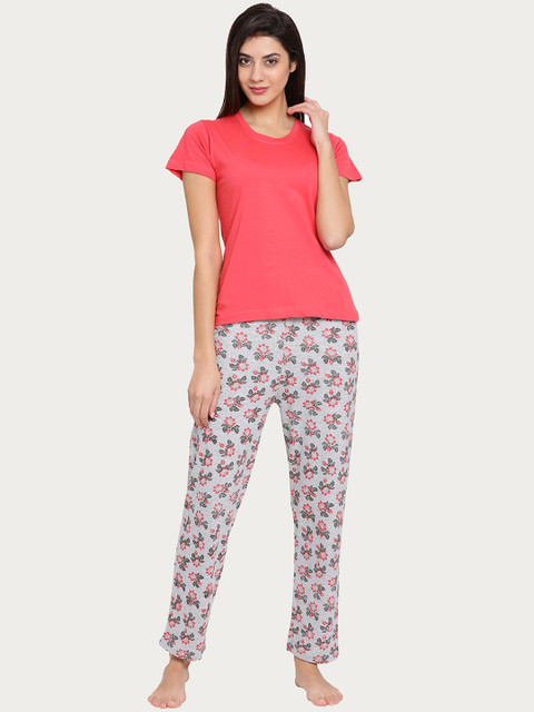 

Clovia Red and Grey Lounge Sets COMBLT082XL, Pink