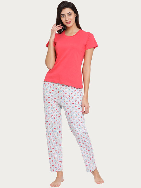 

Clovia Red and Grey Lounge Sets COMBLT080XL, Pink